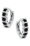 Bling Jewelry Blue Cz Huggie Hoop Earrings In Black