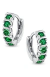 Bling Jewelry Blue Cz Huggie Hoop Earrings In Green