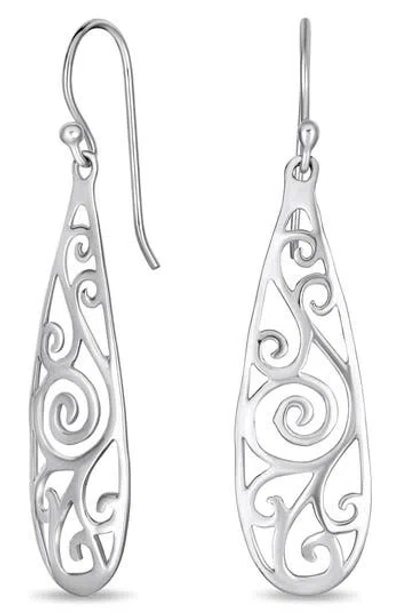 Bling Jewelry Boho Swirl Drop Earrings In Silver