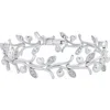 Bling Jewelry Bridal Flowers 6mm Cultured Freshwater Pearl & Cubic Zirconia Bracelet In Silver Leaf/large Pearl