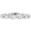 Bling Jewelry Bridal Flowers 6mm Cultured Freshwater Pearl & Cubic Zirconia Bracelet In Silver Leaf/small Pearl