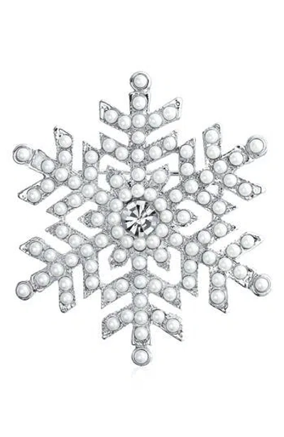 Bling Jewelry Crystal Snowflake Brooch In Metallic