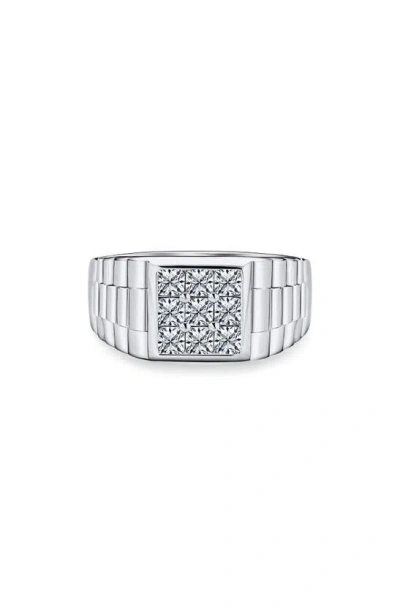 Bling Jewelry Cz Geometric Ring In Silver