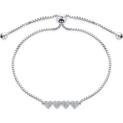 Bling Jewelry Cz Heart Charm Bolo Bracelet In Metallic