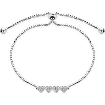 Bling Jewelry Cz Heart Charm Bolo Bracelet In Clear