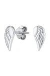 Bling Jewelry Delicate Guardian Angel Wing Stud Earrings In Metallic