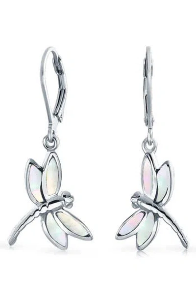 Bling Jewelry Dragonfly Drop Earrings In White