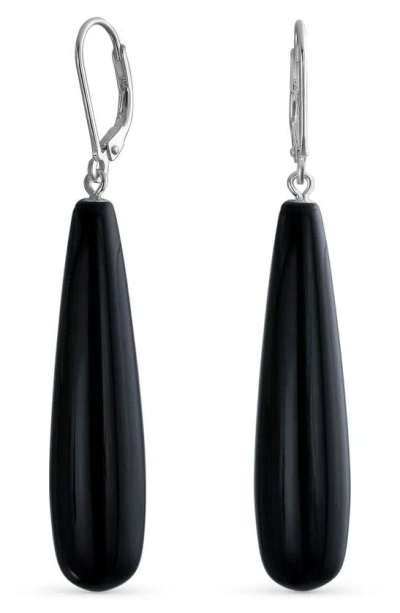 Bling Jewelry Elongated Teardrop Earrings In Black