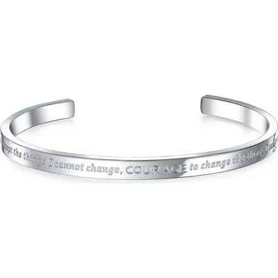 Bling Jewelry Gender Inclusive Inspirational Serenity Cuff Bracelet In Gray