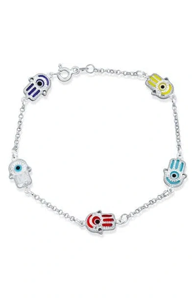 Bling Jewelry Hamsa Evil Eye Chain Bracelet In Multi-color