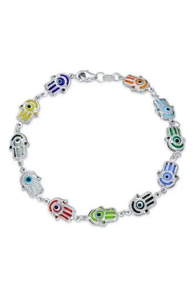 Bling Jewelry Hamsa Hand Evil Eye Bracelet In Multi-color