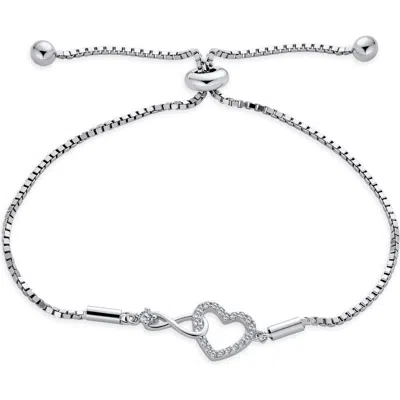 Bling Jewelry Infinity Heart Charm Bolo Bracelet In Metallic