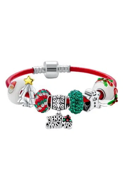 Bling Jewelry Merry Christmas Sterling Silver Charm Bracelet In Metallic