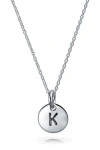 Bling Jewelry Minimalist Sterling Silver Initial Pendant Necklace In Silver - K