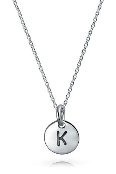 Bling Jewelry Minimalist Sterling Silver Initial Pendant Necklace In Silver - K