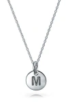 Bling Jewelry Minimalist Sterling Silver Initial Pendant Necklace In Silver - M