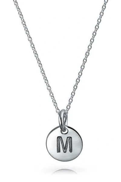 Bling Jewelry Minimalist Sterling Silver Initial Pendant Necklace In Silver - M