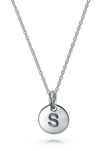 Bling Jewelry Minimalist Sterling Silver Initial Pendant Necklace In Silver - S