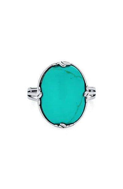 Bling Jewelry Oval Turquoise Western Ring In Blue
