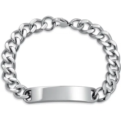 Bling Jewelry Plate Charm Chain Bracelet In Silver