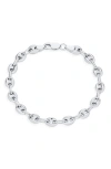 Bling Jewelry Puff Anchor Mariner Chain Bracelet In Silver