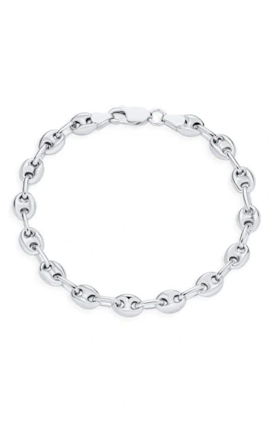 Bling Jewelry Puff Anchor Mariner Chain Bracelet In Silver