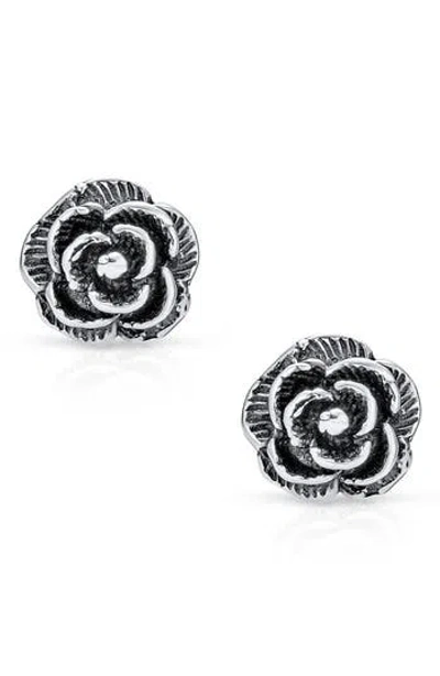 Bling Jewelry Retro Vintage Floral Stud Earrings In Silver