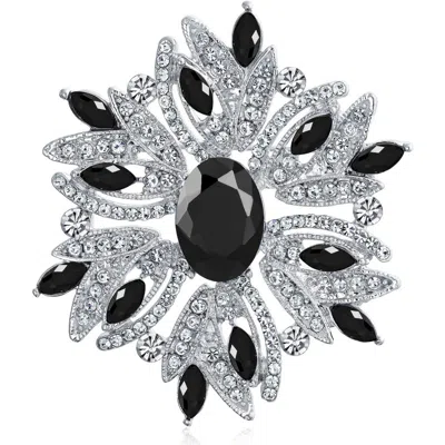 Bling Jewelry Rhodium Plated Large Statement Vintage Style Pin In Black