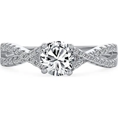 Bling Jewelry Rhodium Plated Sterling Silver Cz Engagement Ring In Clear