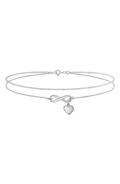 Bling Jewelry Romantic Figure Eight Love Anklet In Silver