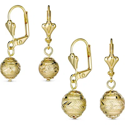 Bling Jewelry Set Of 2 Assorted Elegant Vintage Drop Earrings In Gold