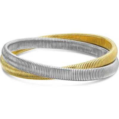 Bling Jewelry Set Of 2 Band Bracelets In Gold/silver