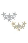 Bling Jewelry Set Of 2 Large Holiday Star Brooches In Multi