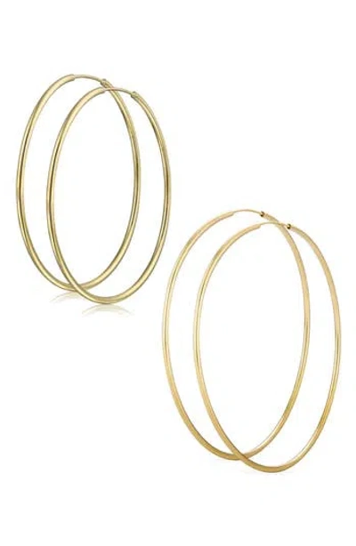 Bling Jewelry Set Of 2 Minimalist Hoop Earrings In Gold