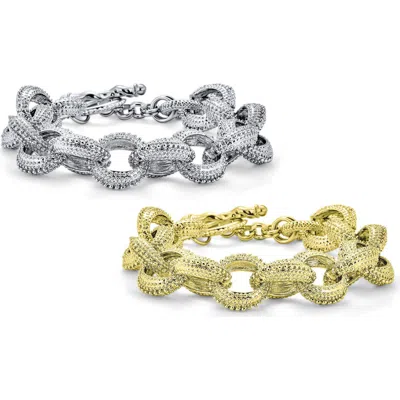 Bling Jewelry Set Of 3 Oval Link Bracelets In Metallic