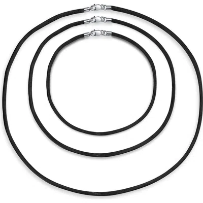 Bling Jewelry Set Of 3 Silk Cord Necklaces In Black