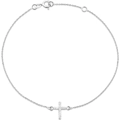 Bling Jewelry Sideway Cross Anklet In Silver