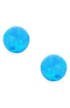 Bling Jewelry Sterling Silver 6mm Created Opal Ball Stud Earrings In Light Blue