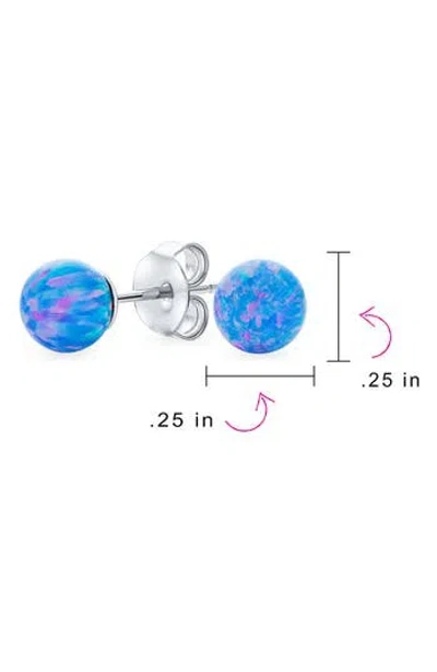 Bling Jewelry Sterling Silver 6mm Created Opal Ball Stud Earrings In Opal Multi