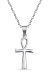 Bling Jewelry Sterling Silver Ankh Egyptian Cross Pendant Necklace In Silver