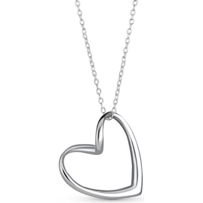 Bling Jewelry Sterling Silver Open Heart Pendant Necklace