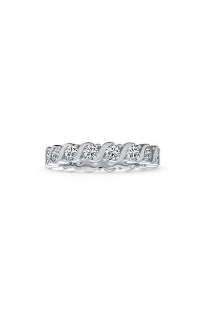 Bling Jewelry Wave Set Cubic Zirconia Eternity Ring In Silver