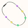 Blinkee Beaded Small Fleur De Lis Charm Flashing Mardi Gras Necklace For Fat Tuesday
