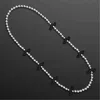 Blinkee Black Mustache Beaded Necklace Silver & Black