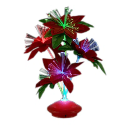 Blinkee Christmas Fiber Optic Flower Centerpiece, Red
