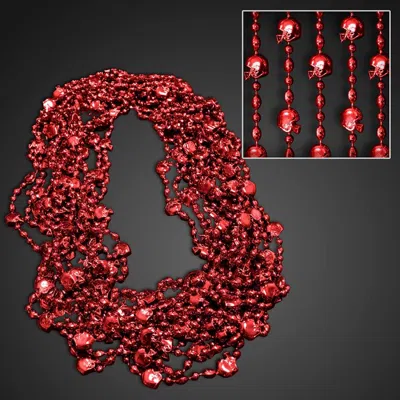 Blinkee Football Helmet Bead Necklaces Red - Pack Of 12