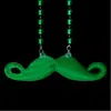 Blinkee Funky Mustache Beaded Necklace, Green - Pack Of 12