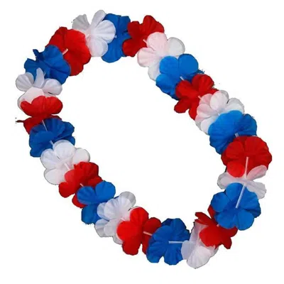 Blinkee Hawaiian Flower Lei Necklace Red White & Blue