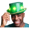 BLINKEE LED CLOVER ULTIMATE SEQUIN PLUSH IRISH TOP HAT WITH SHAMROCKS FOR ST. PATRICKS DAY GREEN