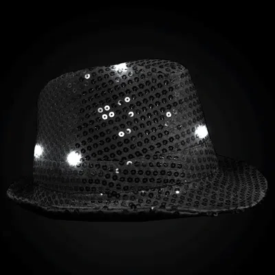 Blinkee Led Flashing Fedora Hat With Sequins Black